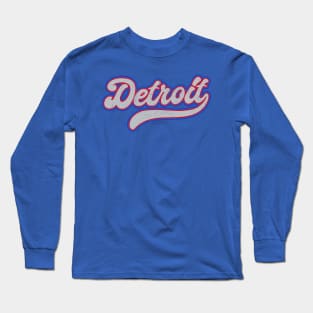 Detroit, MI // Retro Typography Design Long Sleeve T-Shirt